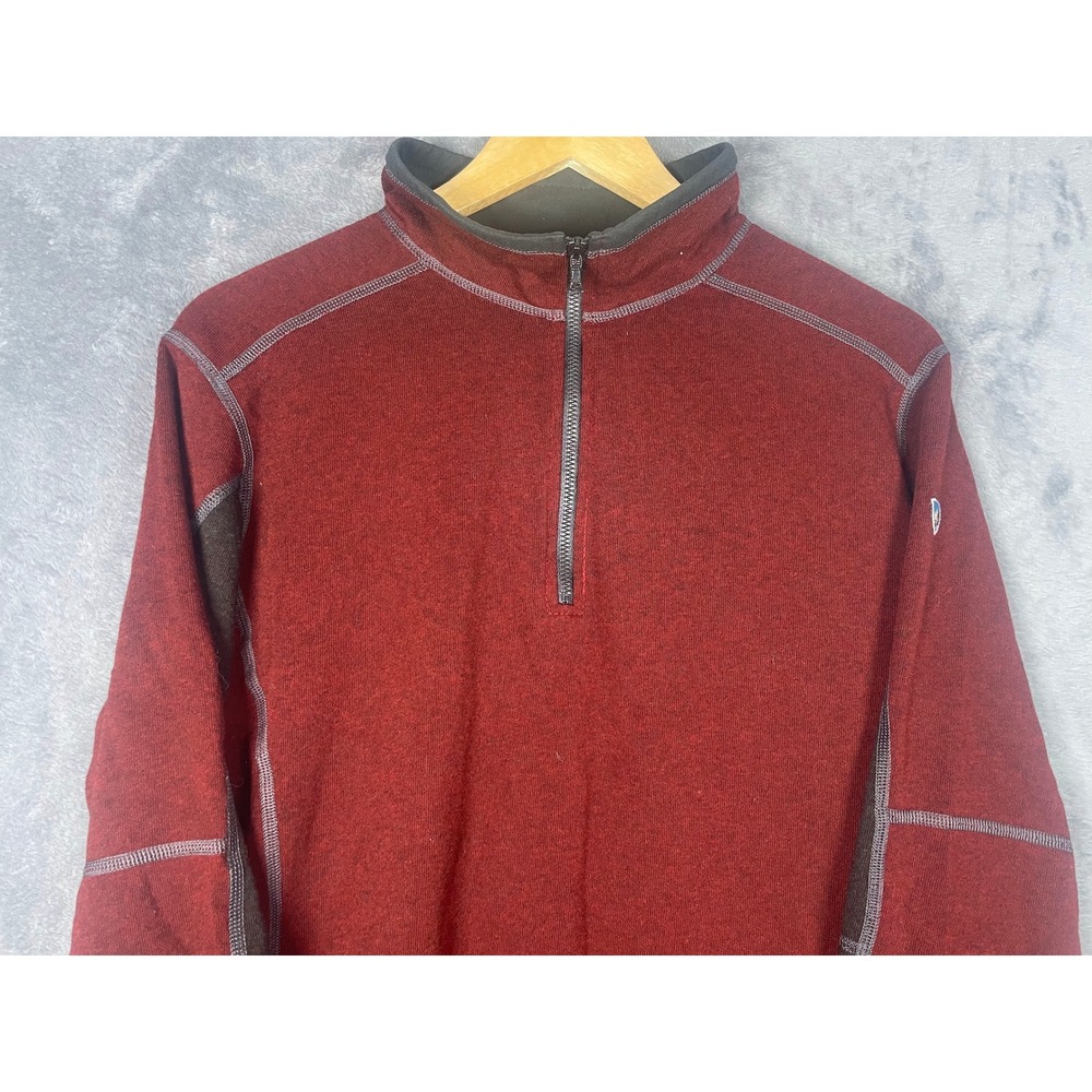 Kuhl Kashmira Mens Medium Burgundy Red 1/4 Zip Fleece Pullover Sweater